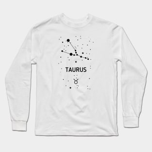 Taurus Zodiac Sign Constellation (Black Print) Long Sleeve T-Shirt